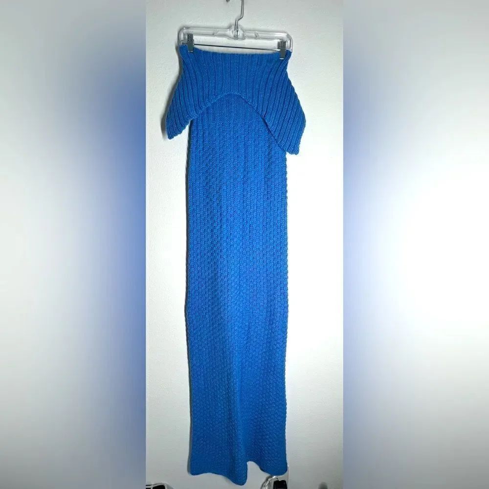 Vintage Crochet Open Shoulder Maxi Dress Hand Made Polyester Approximately Sz M